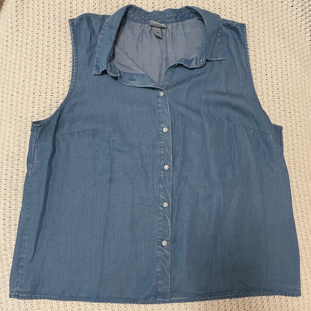 A New Day Sleeveless Chambray Top (size XXL)